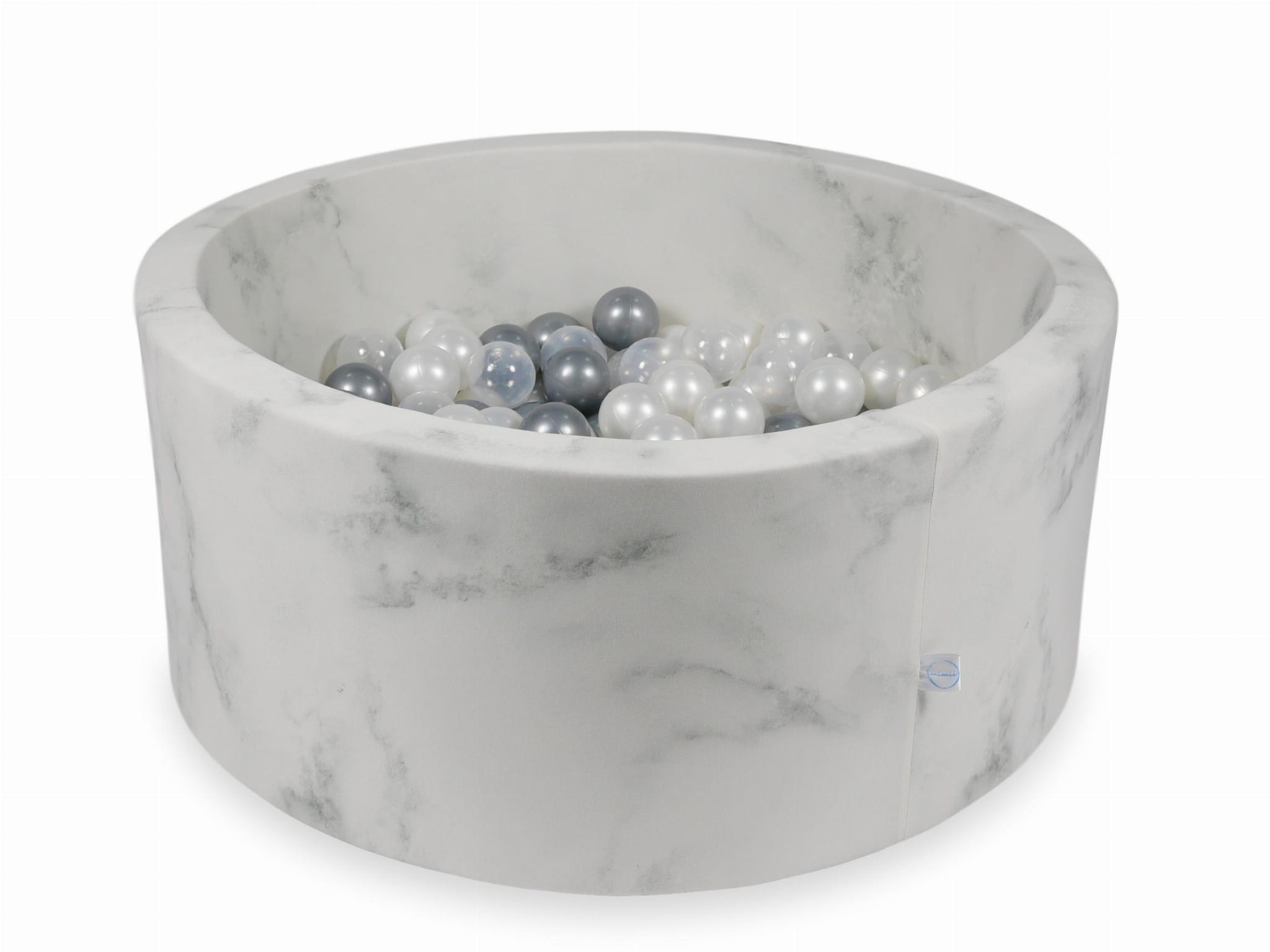 Piscine à Balles 90x40 marbre avec balles 300 pcs (perle, transparent, argent)