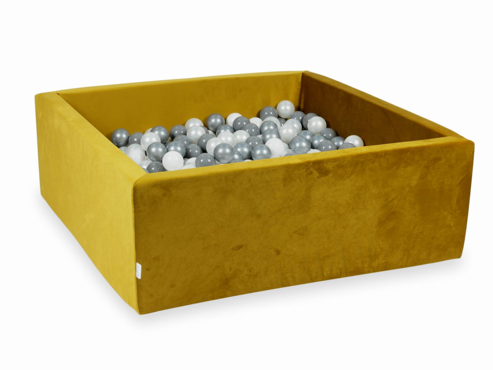 Piscine à Balles 110x110x40 Velvet dore avec balles 600 pcs (blanc, argent, perle, gris)