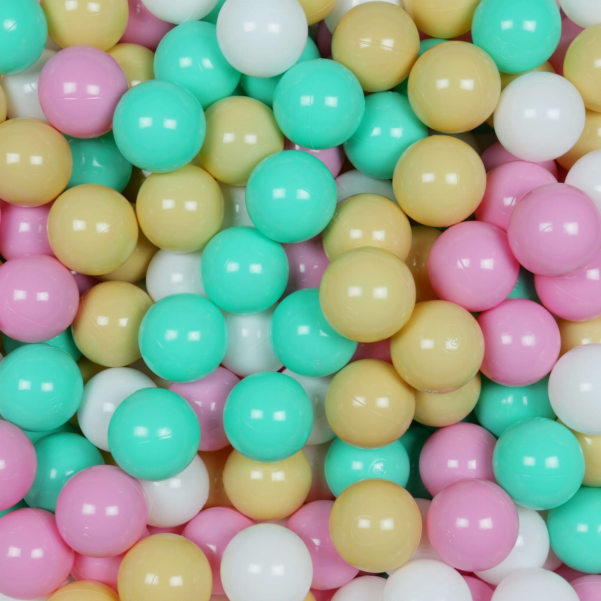 Balles de jeu ø7cm 50 pièces blanc, menthe, beige, rose poudré