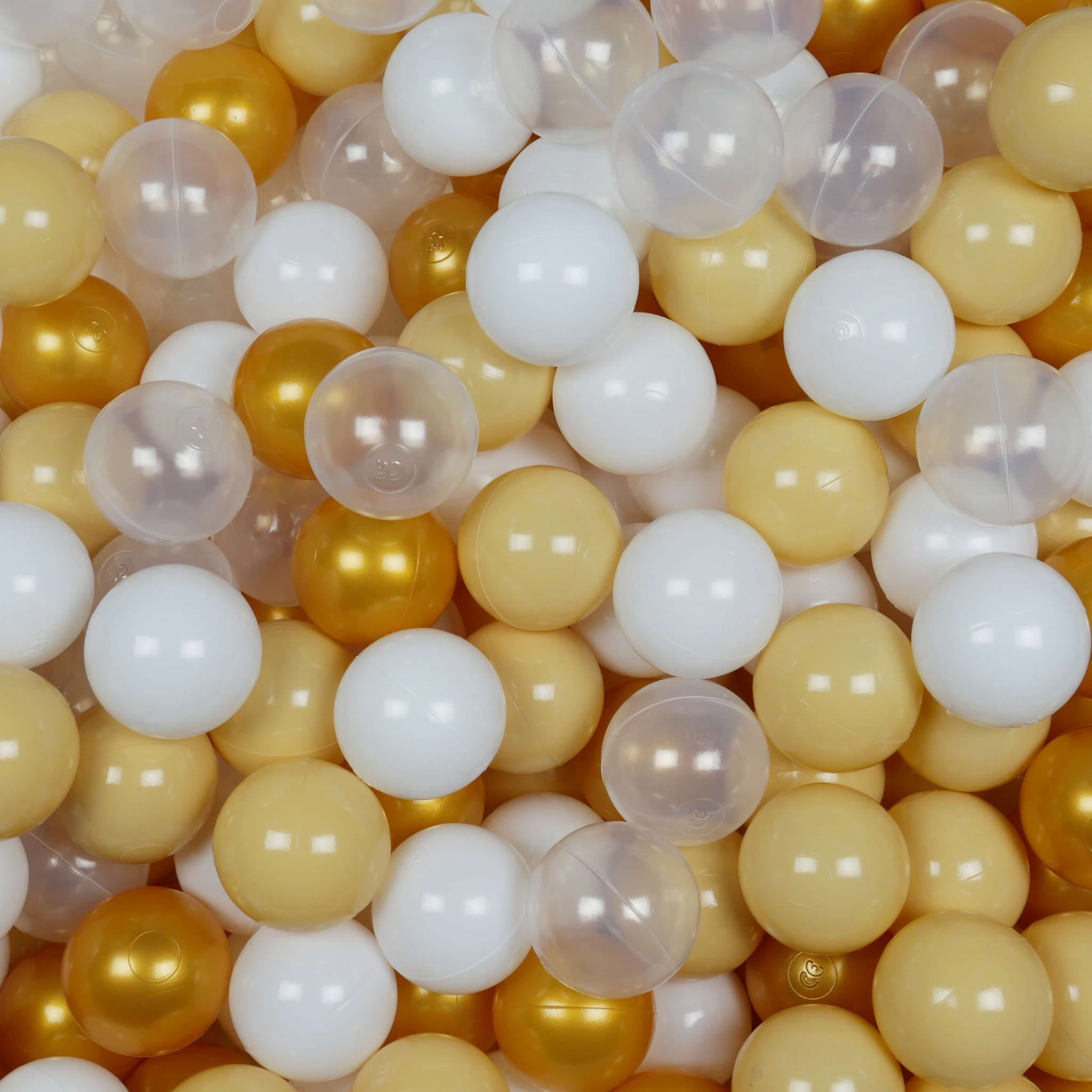 Balles de jeu ø7cm 50 pièces blanc, transparent, dore, beige