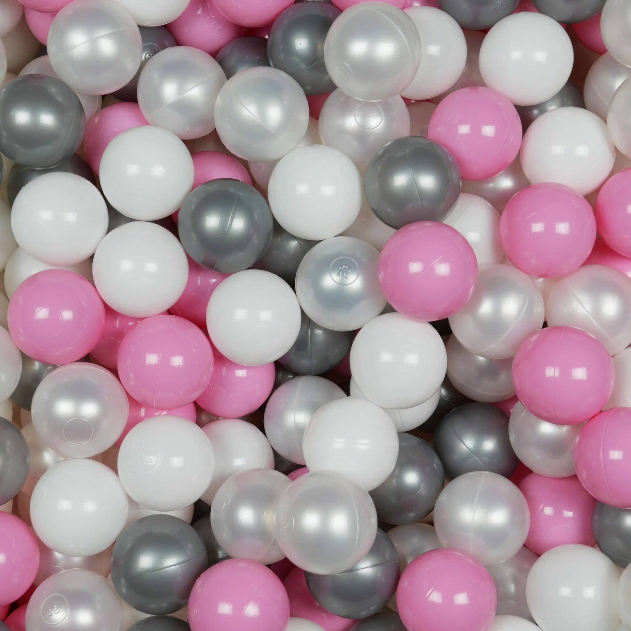Balles de jeu ø7cm 50 pièces blanc, perle, argent, rose poudré