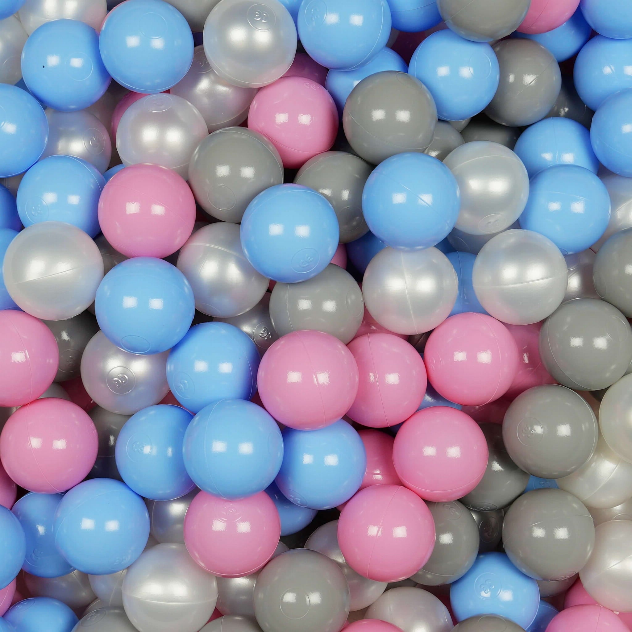 Balles de jeu ø7cm 200 pièces perle, gris, bleu clair, rose poudré