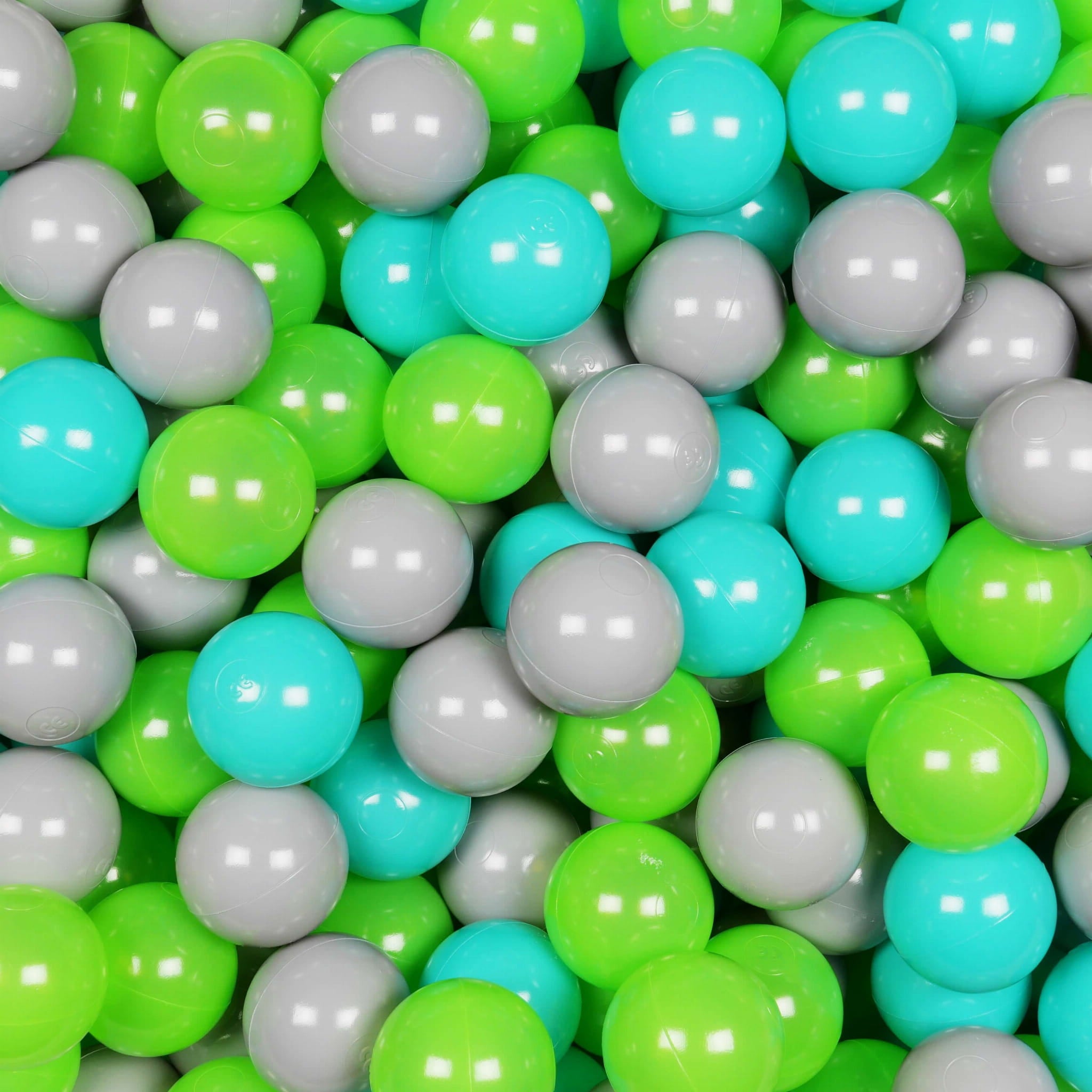 Balles de jeu ø7cm 25 pièces gris, turquoise, céladon