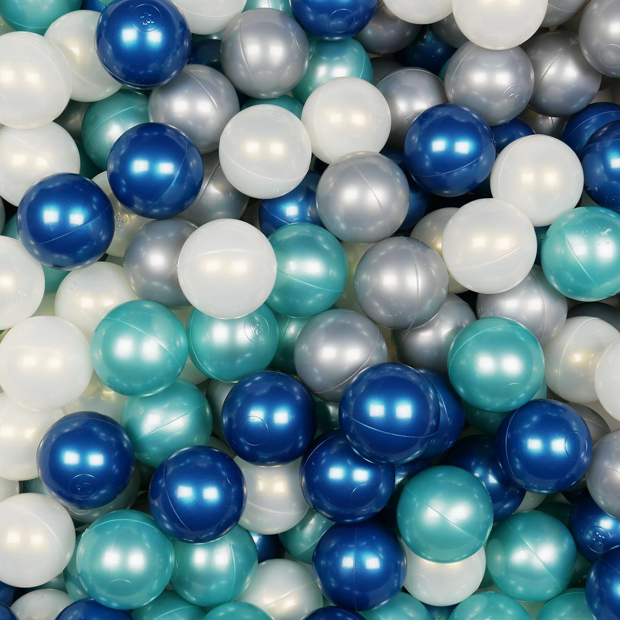 Balles de jeu ø7cm 25 pièces métalliques turquoise, bleu métallique, iridescent, argenté