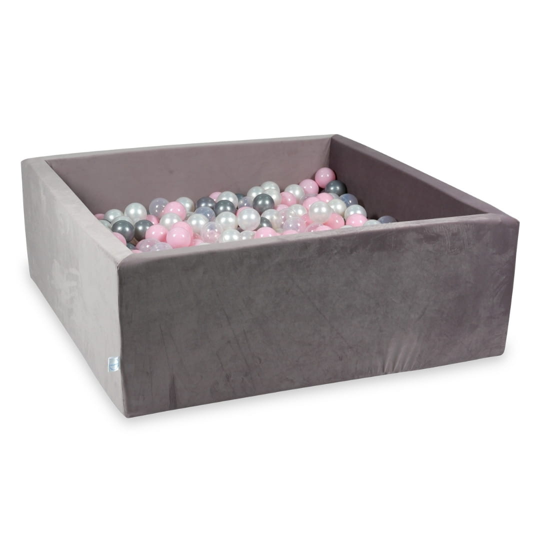 Piscine à Balles 110x110x40 Velvet lilac avec balles 600 pcs (perlé, transparent, argenté, rose clair)