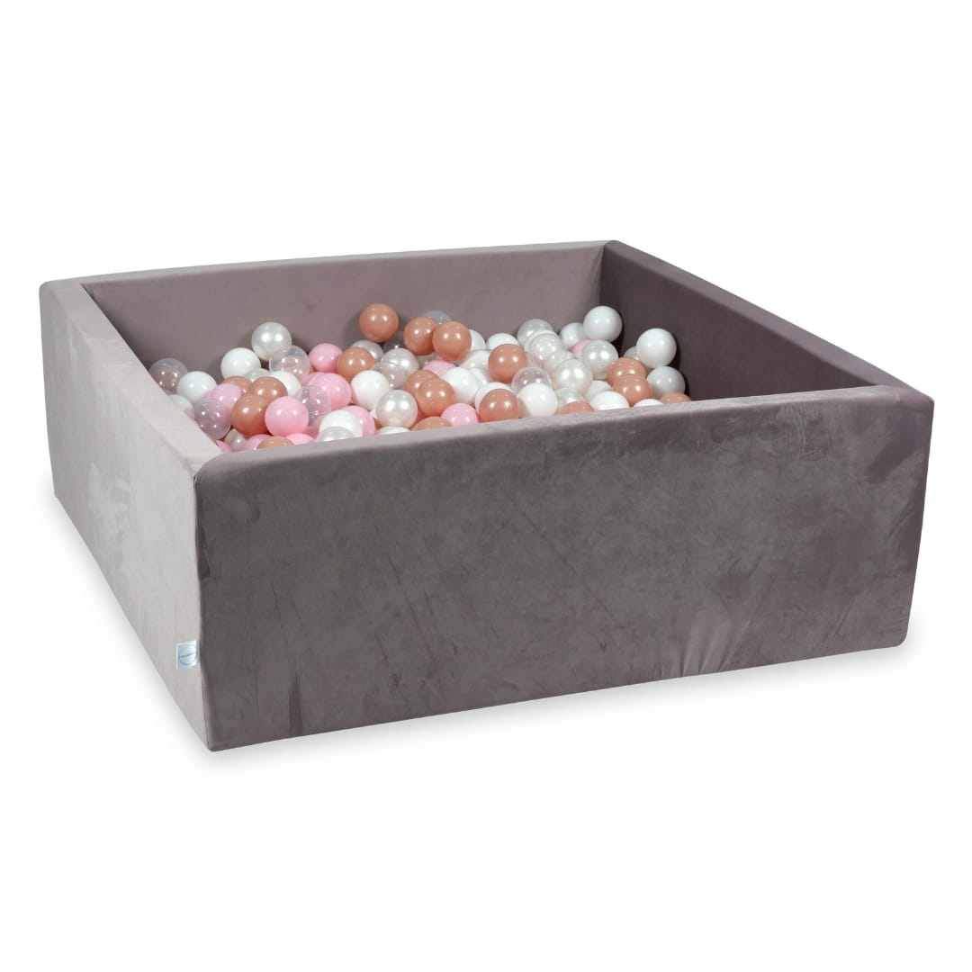 Piscine à Balles 110x110x40 Velvet lilac avec balles 600 pcs (transparent, blanc, perlé, rose clair, or rose)