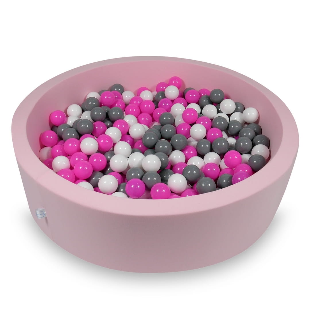 Piscine à Balles 110x30cm rose poudré avec balles 400pcs (blanc, gris, rose)