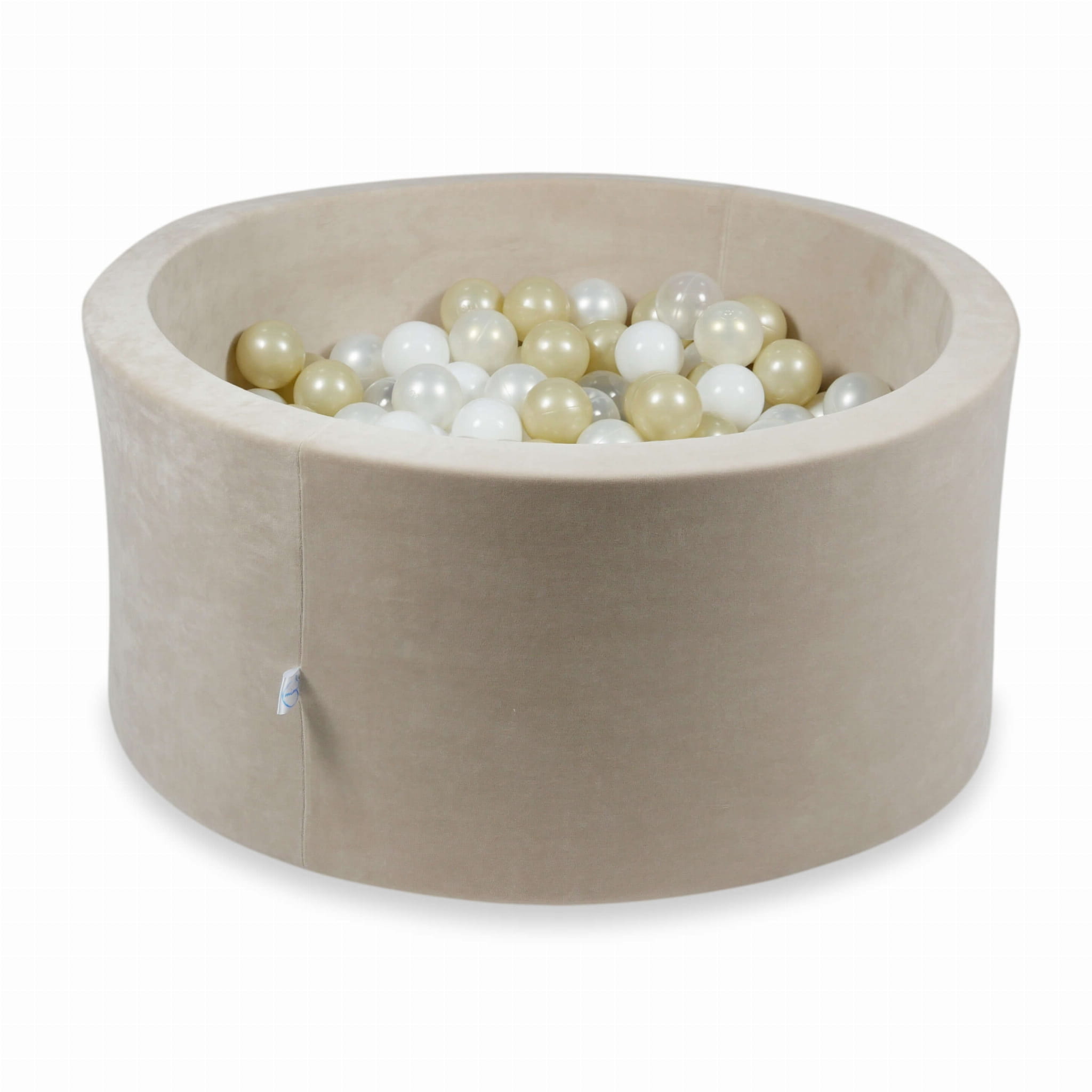 Piscine à Balles 90x40 Velvet Soft beige avec balles 300 pcs (transparent, blanc, perlé, or clair, iridescent)