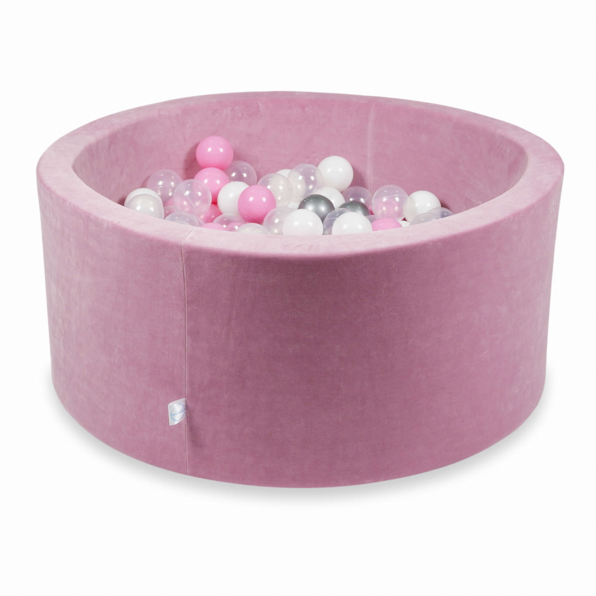 Piscine à Balles 90x40 Velvet Soft rose avec balles 300 pcs (rose poudré, argent, blanc, transparent)