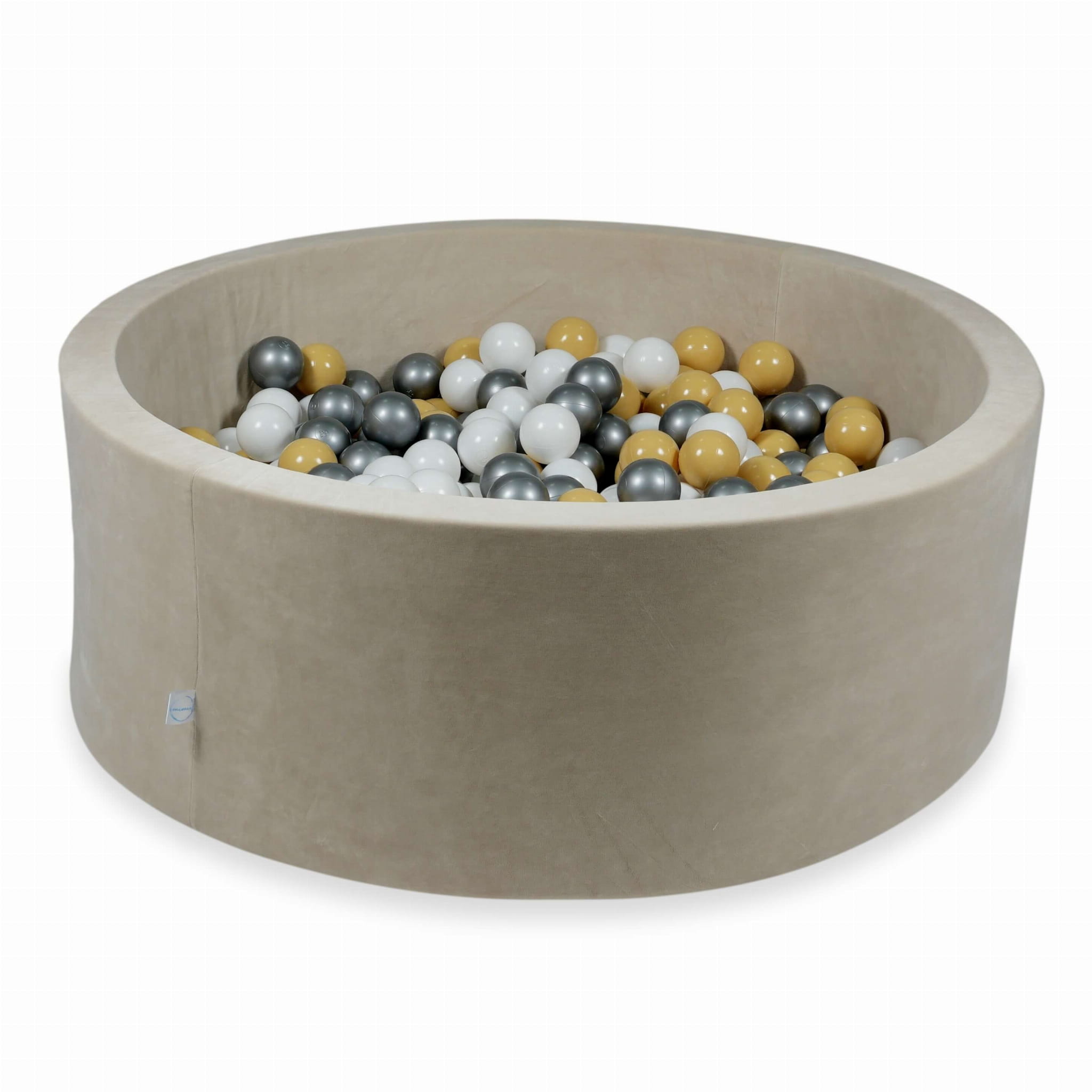 Piscine à Balles 110x40 Velvet Soft beige avec balles 500 pcs (beige, blanc, argent)