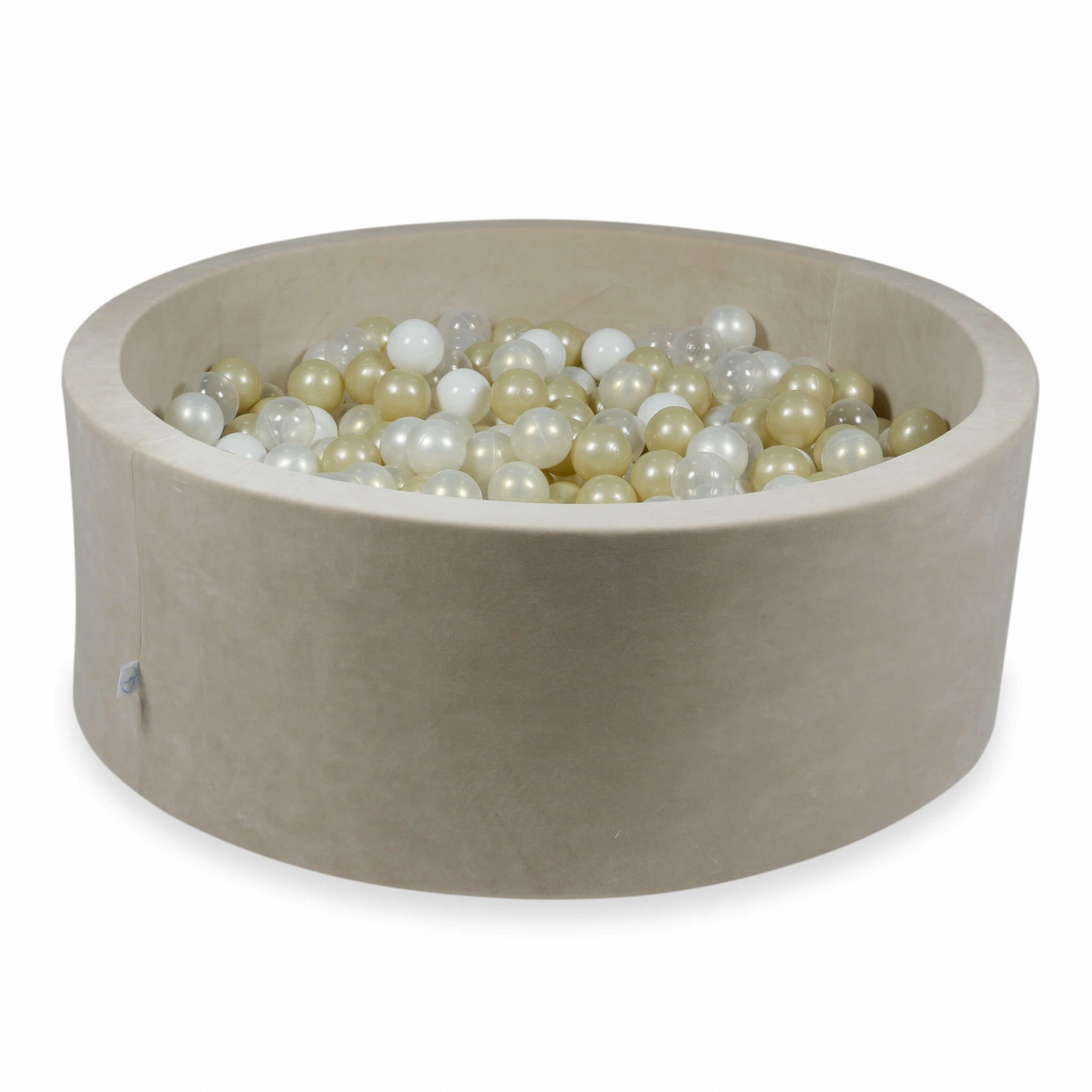 Piscine à Balles 110x40 Velvet Soft beige avec balles 500 pcs (transparent, blanc, perlé, or clair, iridescent)