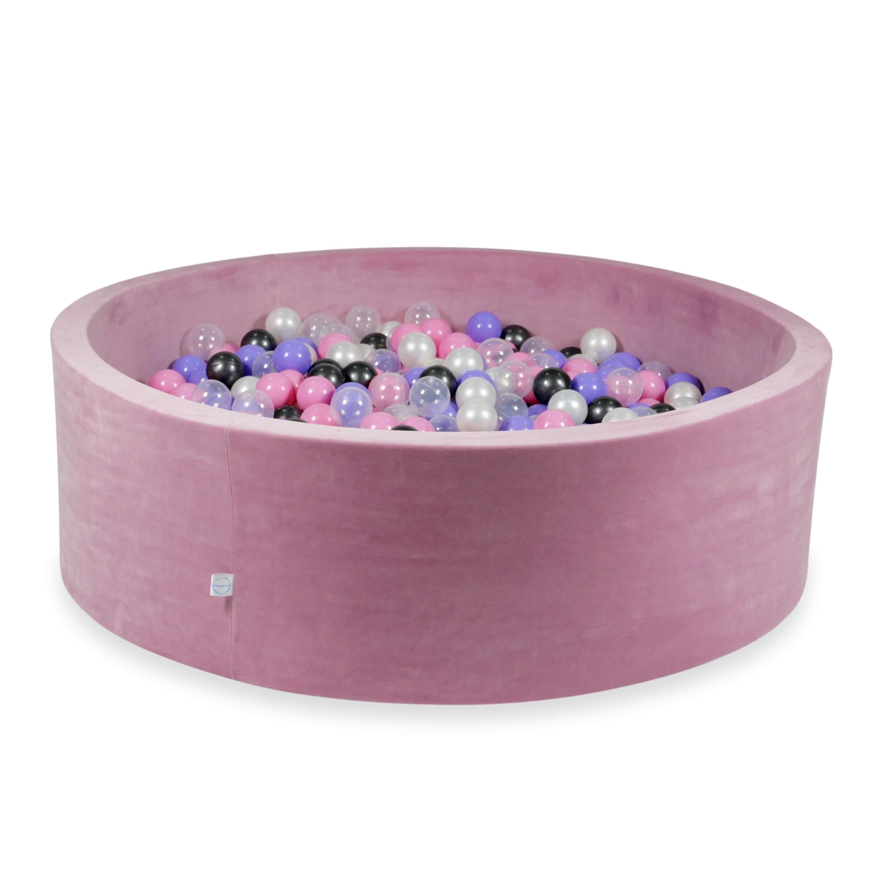 Piscine à Balles 130x40 Velvet Soft rose avec balles 700 pcs (graphite métallique, bruyère, rose poudre, perle, transparent)