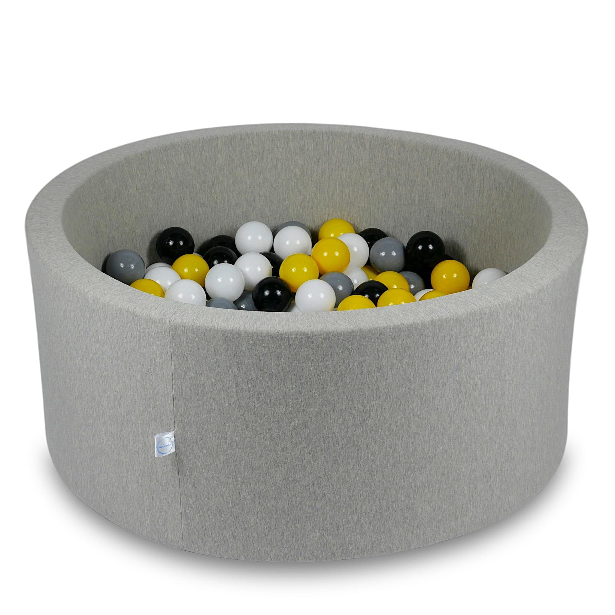 Piscine à Balles 90x40cm gris clair avec balles 300pcs (jaune, blanc, gris, noir)