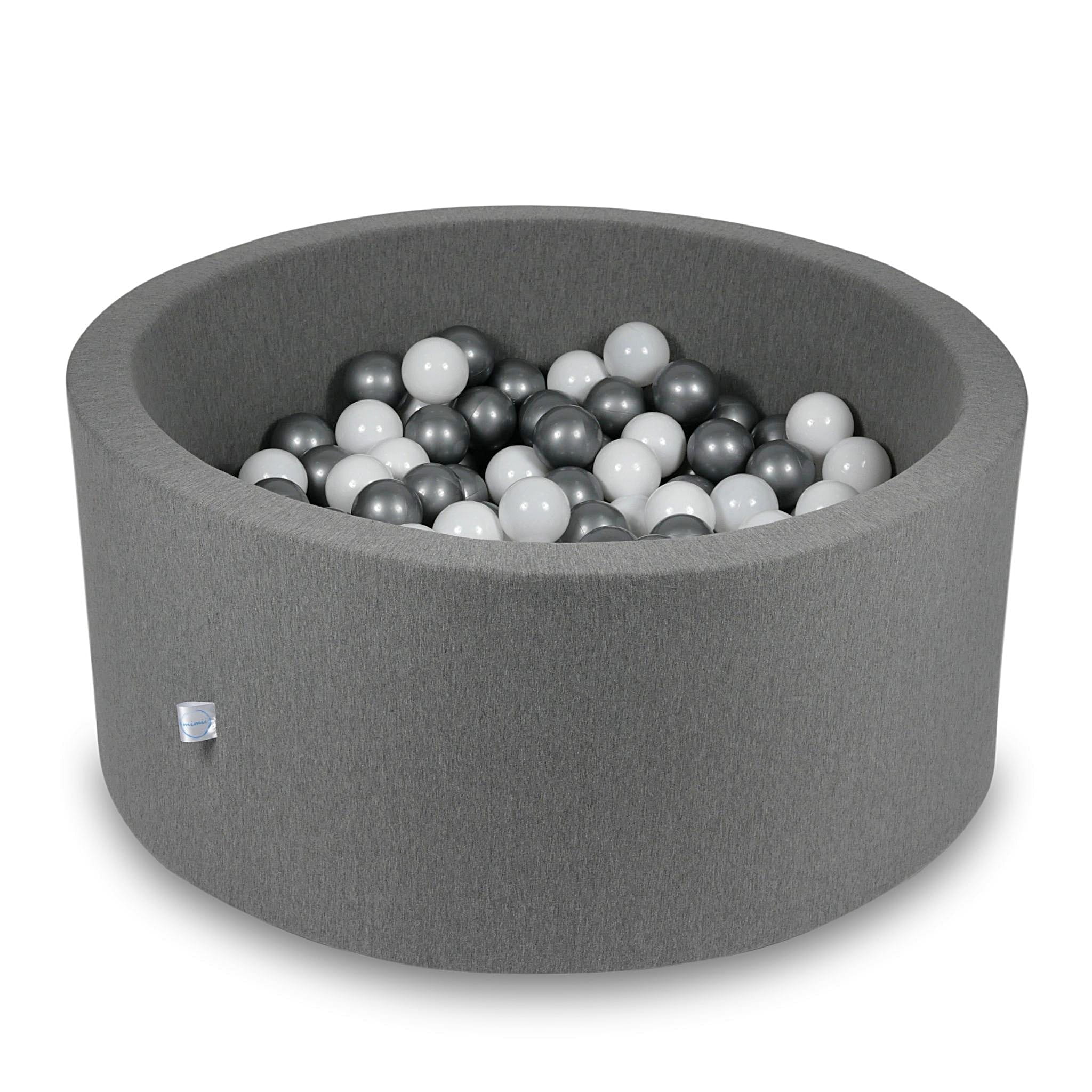 Piscine à Balles 90x40cm grise avec balles 300pcs (blanc, argent)